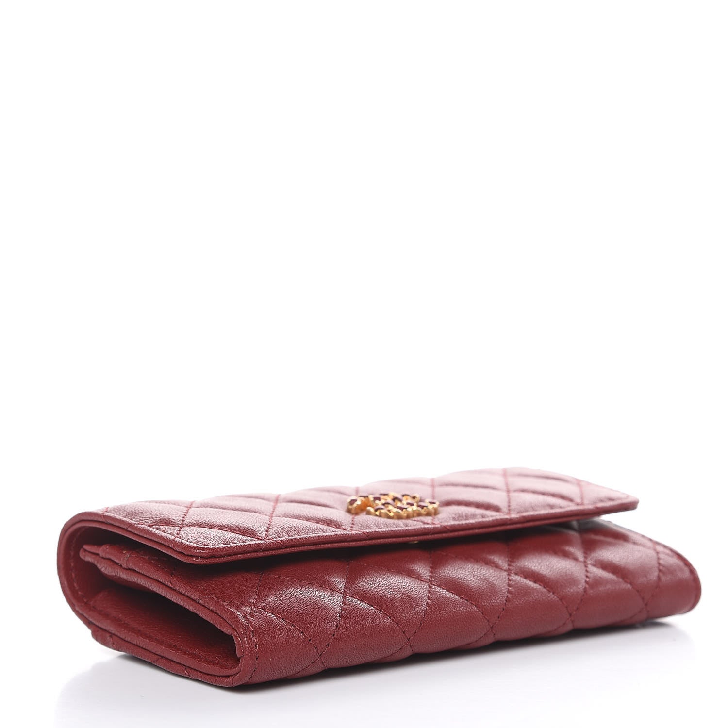Chanel Lambskin Quilted Medium 19 Flap Wallet Burgundy 4 of 8