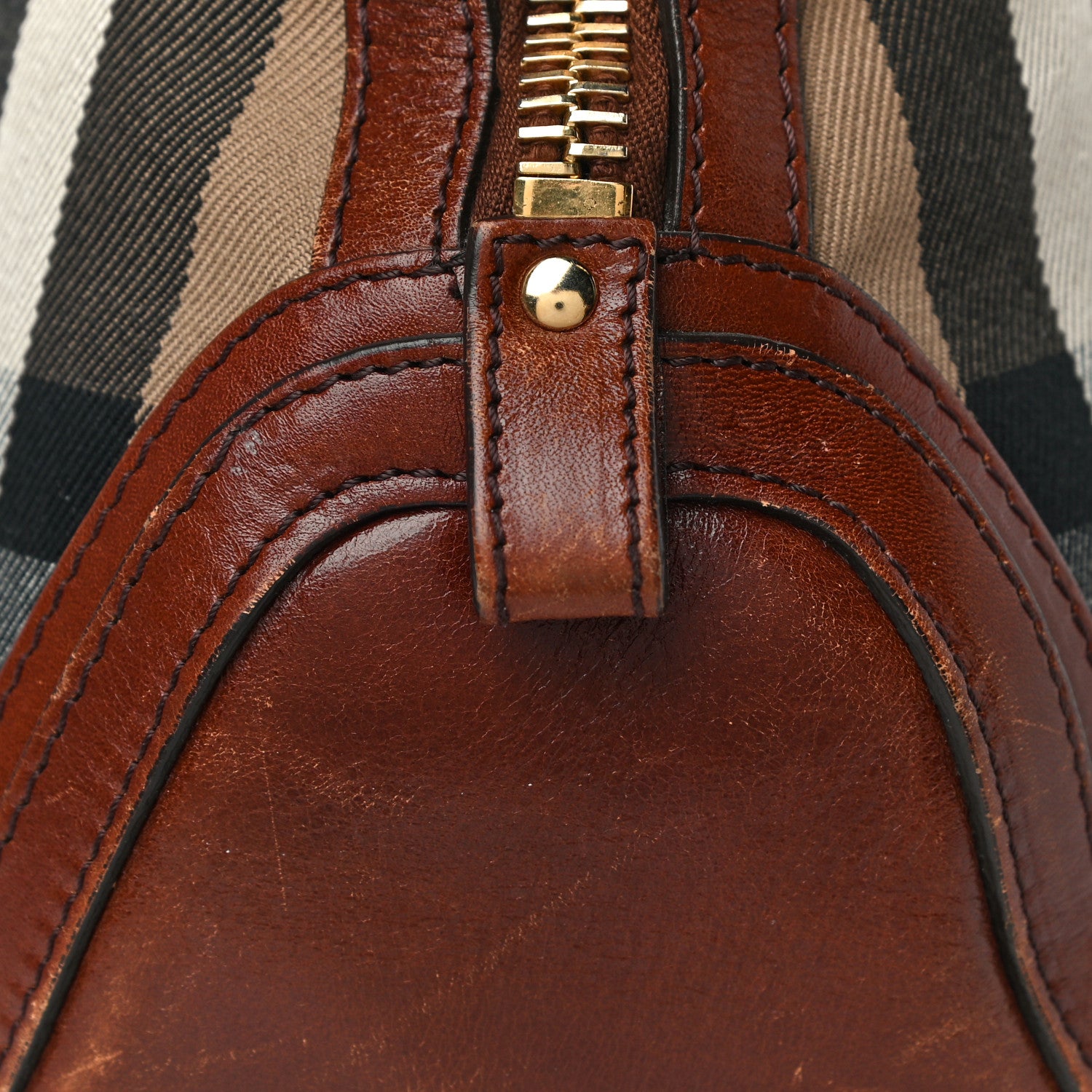 Burberry Bridle Calfskin House Check Small Orchard Bowling Bag Deep Claret 34 of 36