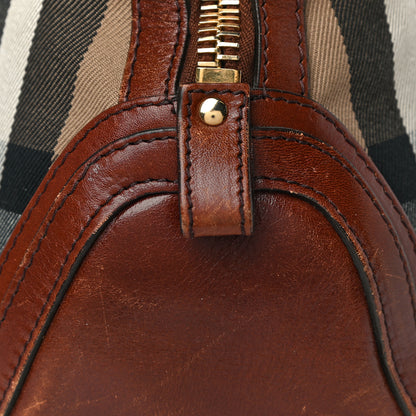 Burberry Bridle Calfskin House Check Small Orchard Bowling Bag Deep Claret 34 of 36