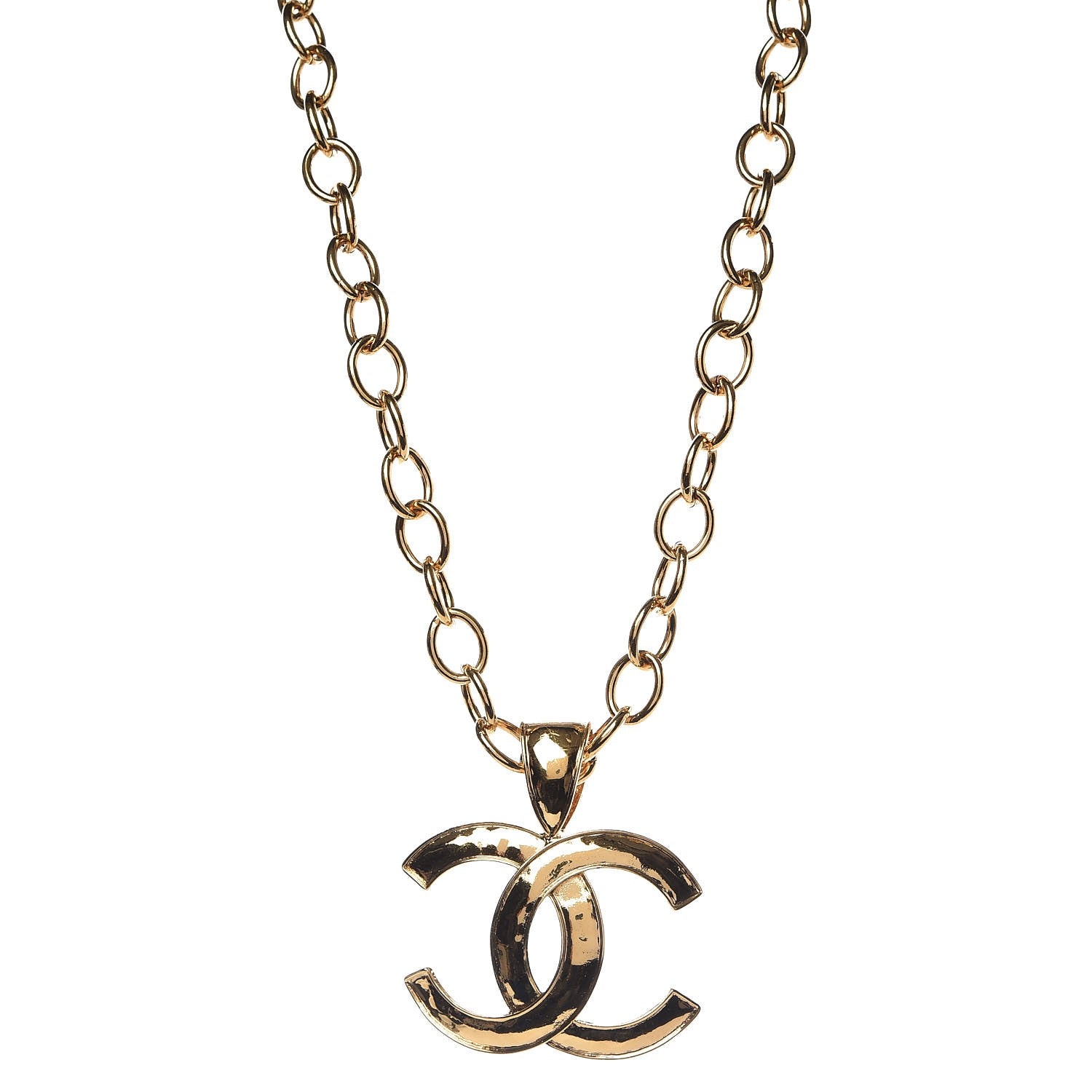 Chanel Hammered CC Long Necklace Gold 1 of 5