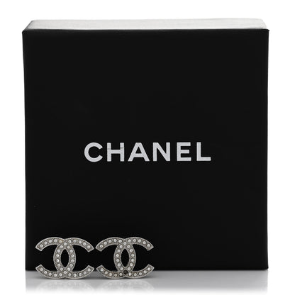 Chanel Crystal CC Earrings Silver 6 of 6