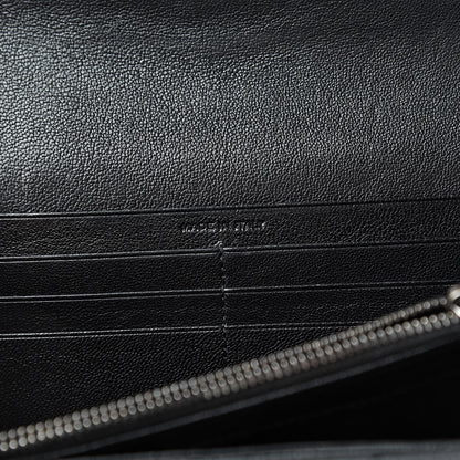 Saint Laurent Calfskin Matelasse Chevron Heart Patchwork Monogram Wallet Black 7 of 8