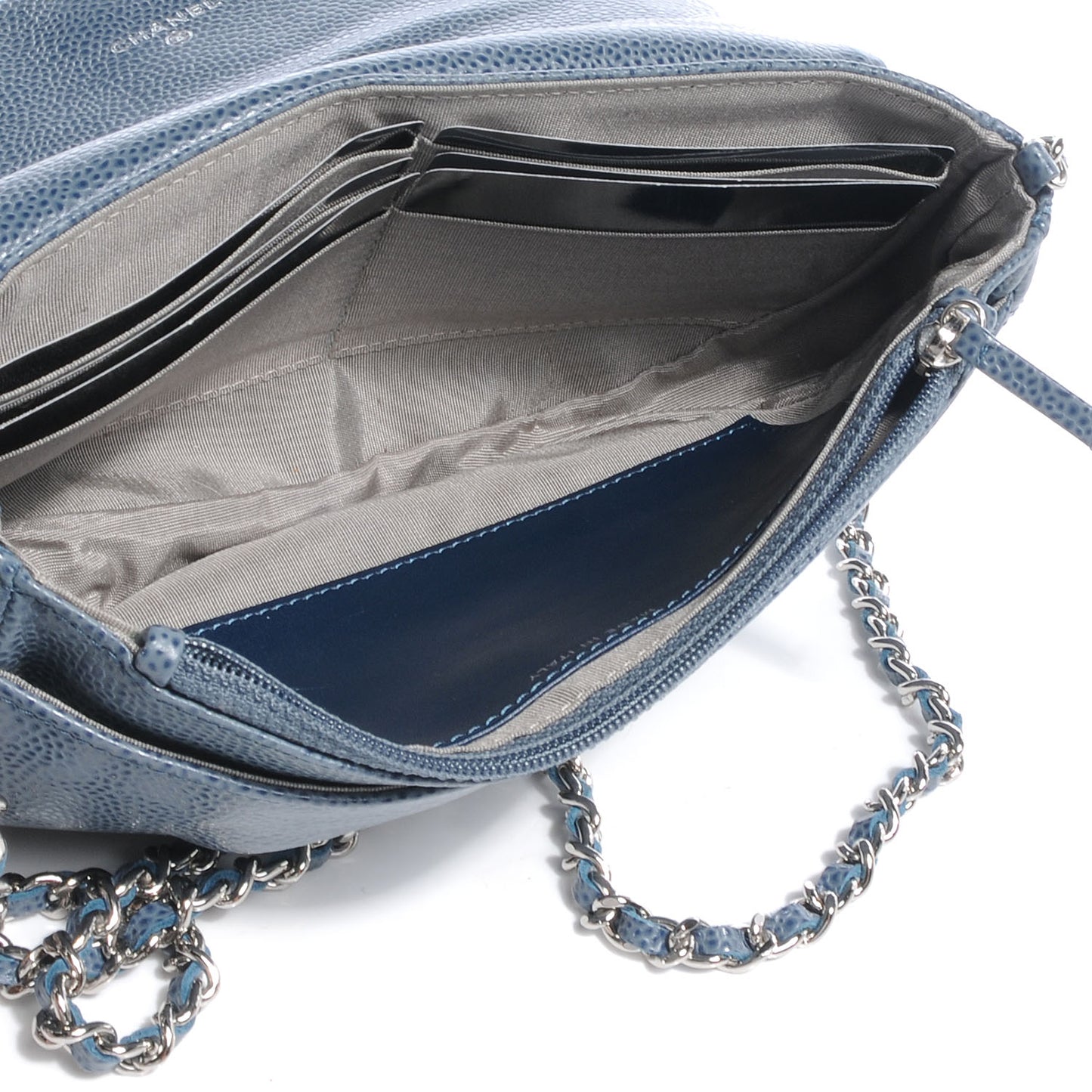 Caviar Half Moon Wallet On Chain WOC Blue