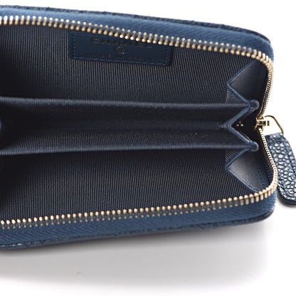 Chanel Metallic Caviar Quilted Zip Coin Purse Dark Blue 5 of 8