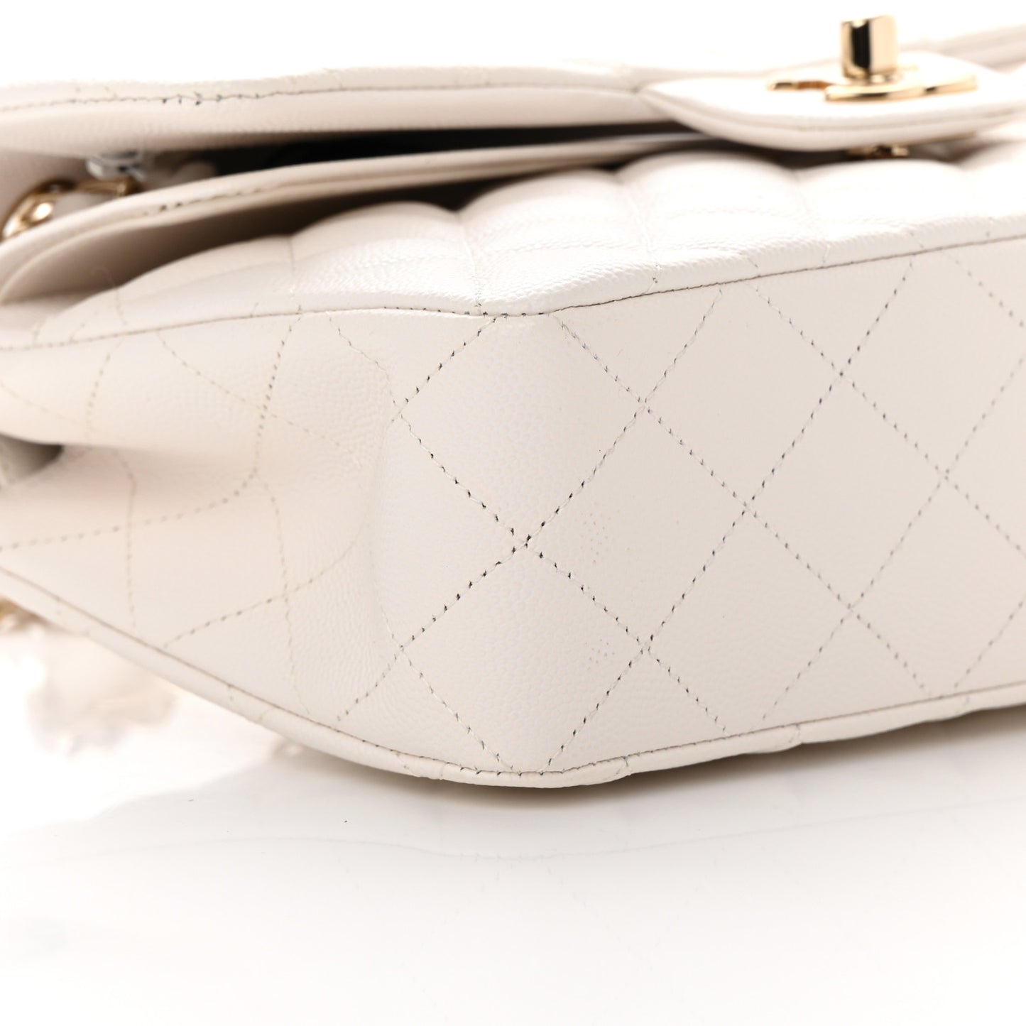 Caviar Quilted Small Double Flap White