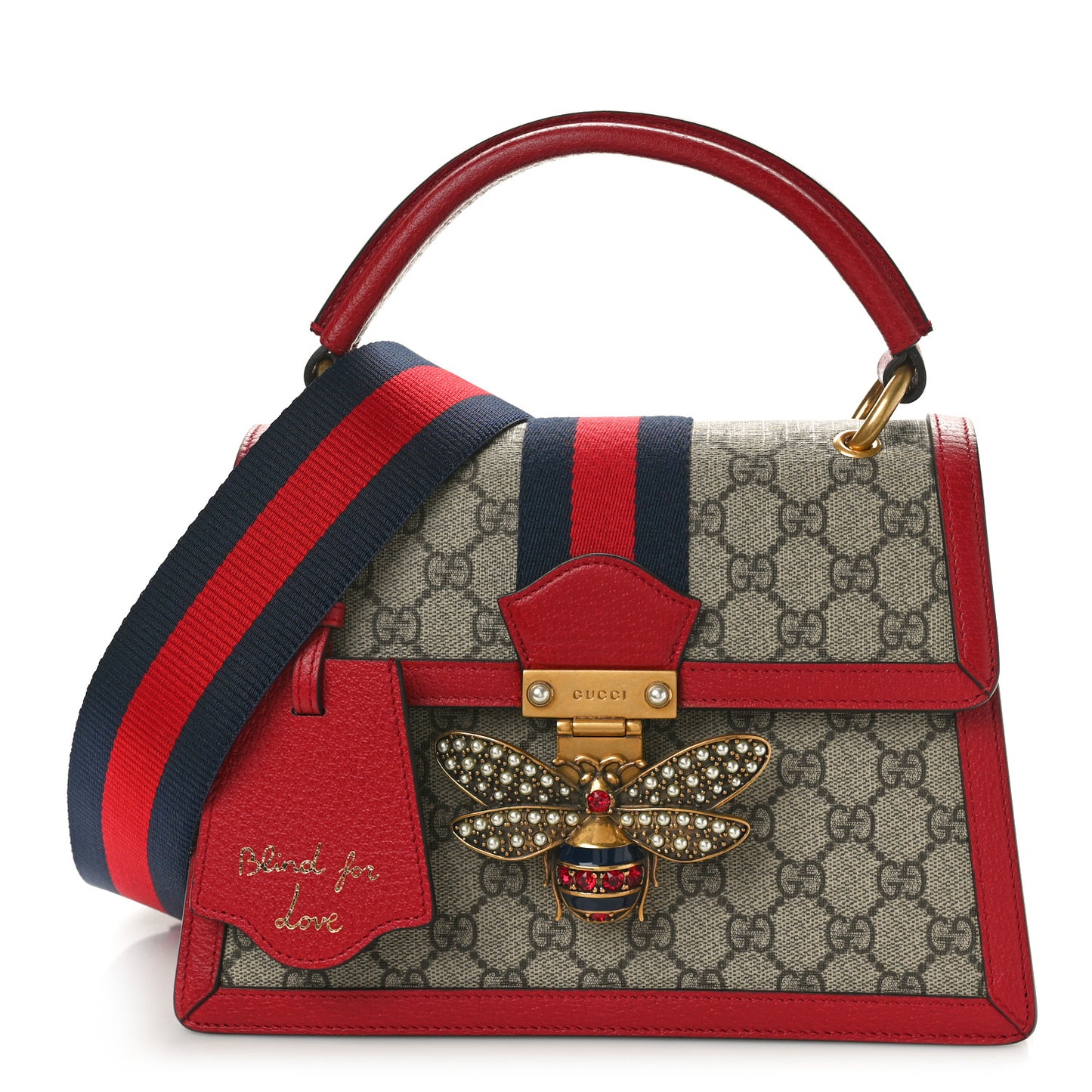 GG Supreme Monogram Small Queen Margaret Top Handle Bag Red