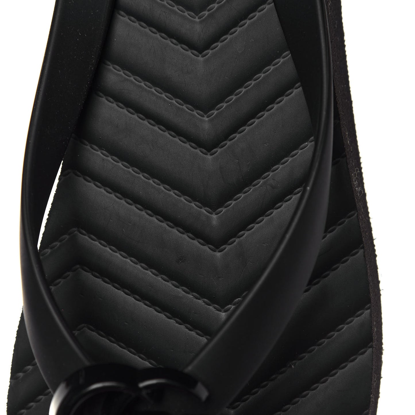 Rubber Chevron Womens GG Thong Sandals 38 Black