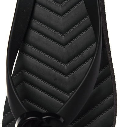 Gucci Rubber Chevron Womens GG Thong Sandals 38 Black 9 of 11