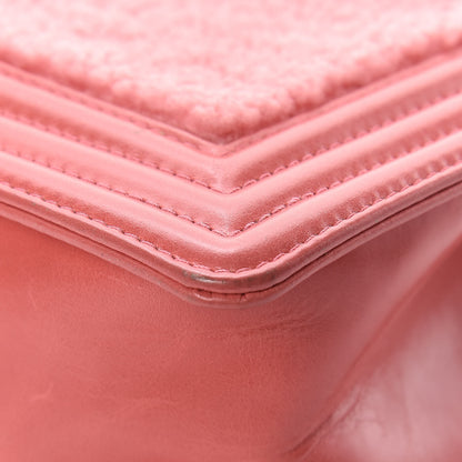 Chanel Shearling Sheepskin Medium Boy Flap Pink 15 of 19