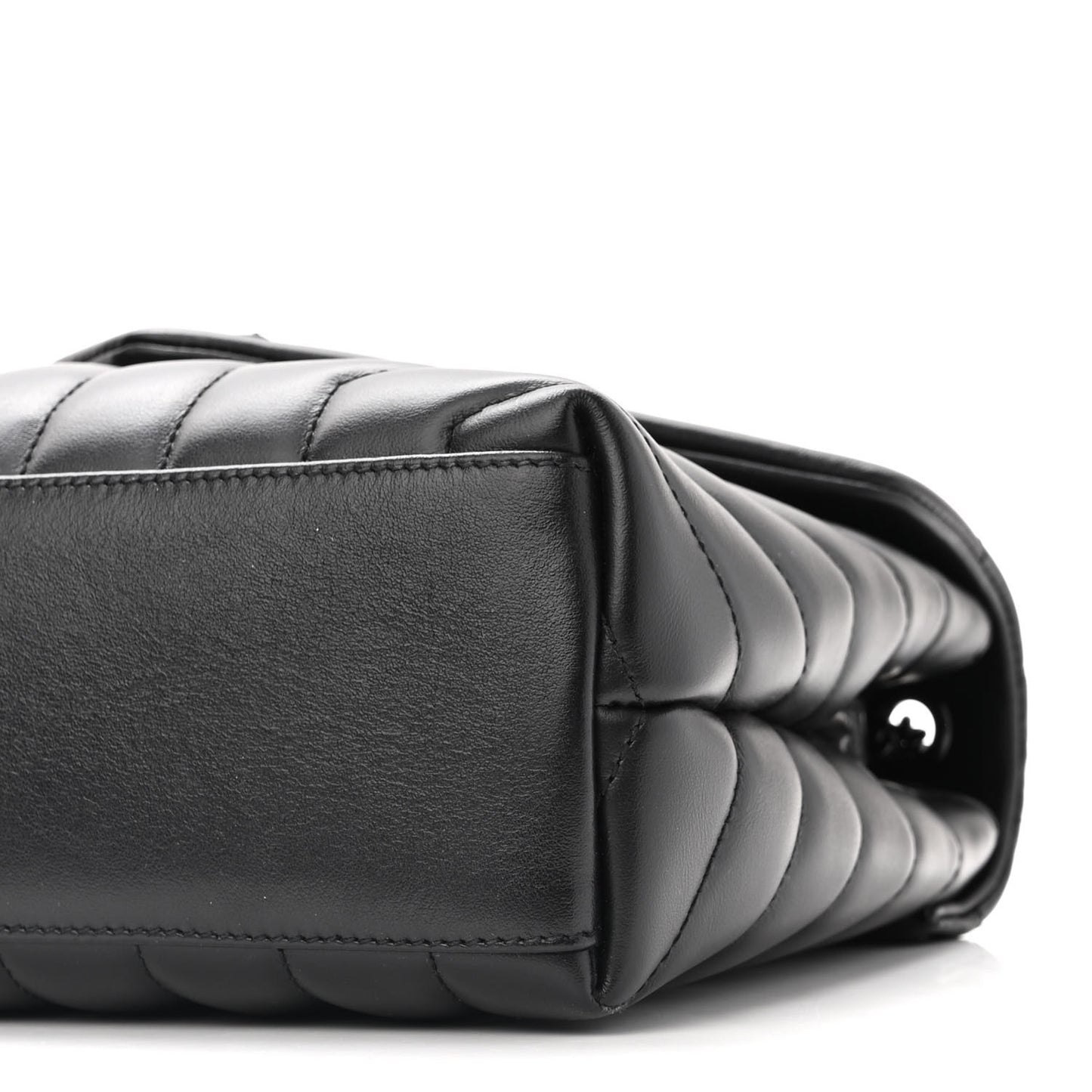 Calfskin Y Quilted Monogram Small Loulou Chain Satchel Black
