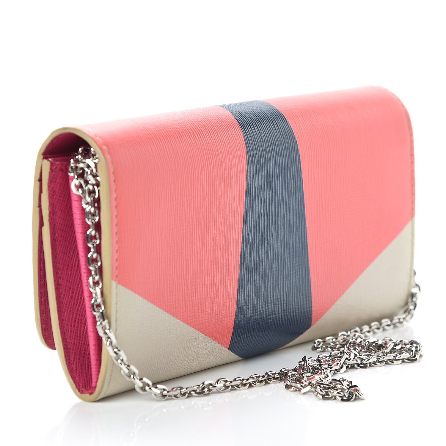 Fendi Vitello Elite Crystal Eye Monster Continental Wallet on Chain Bellini Multicolor 3 of 9