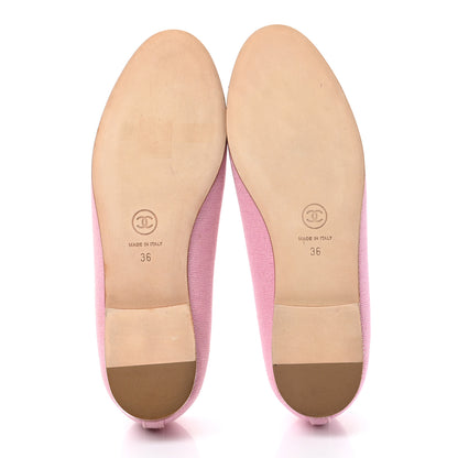 Chanel Iridescent Fabric Lambskin Cap Toe Ballerina Flats 36 Pink Light Grey 5 of 9