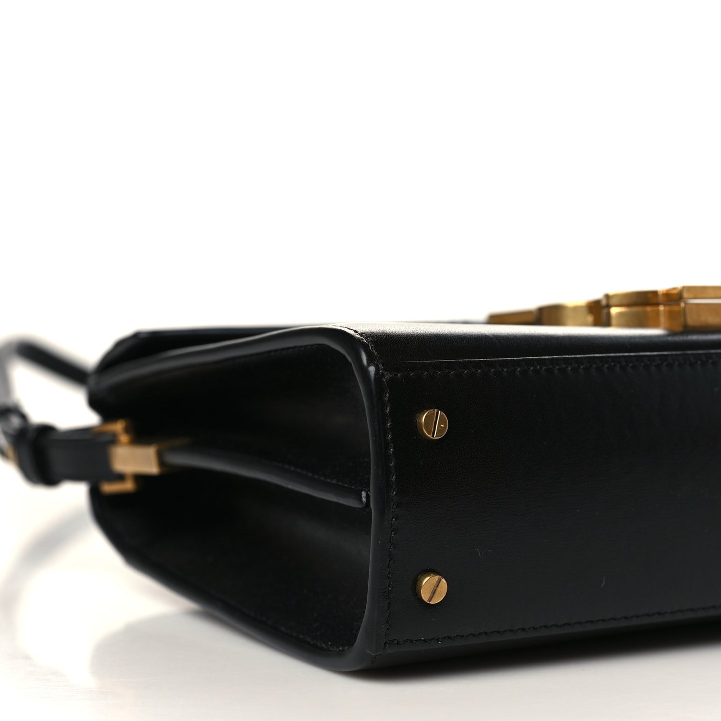 Calfskin Mini Classic Monogram Cassandra Top Handle Black