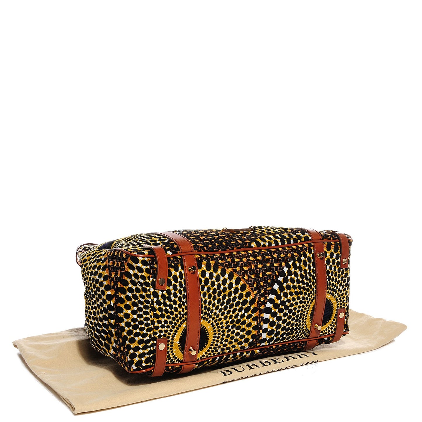 Calfskin Canvas Starburst Print Tote Tan