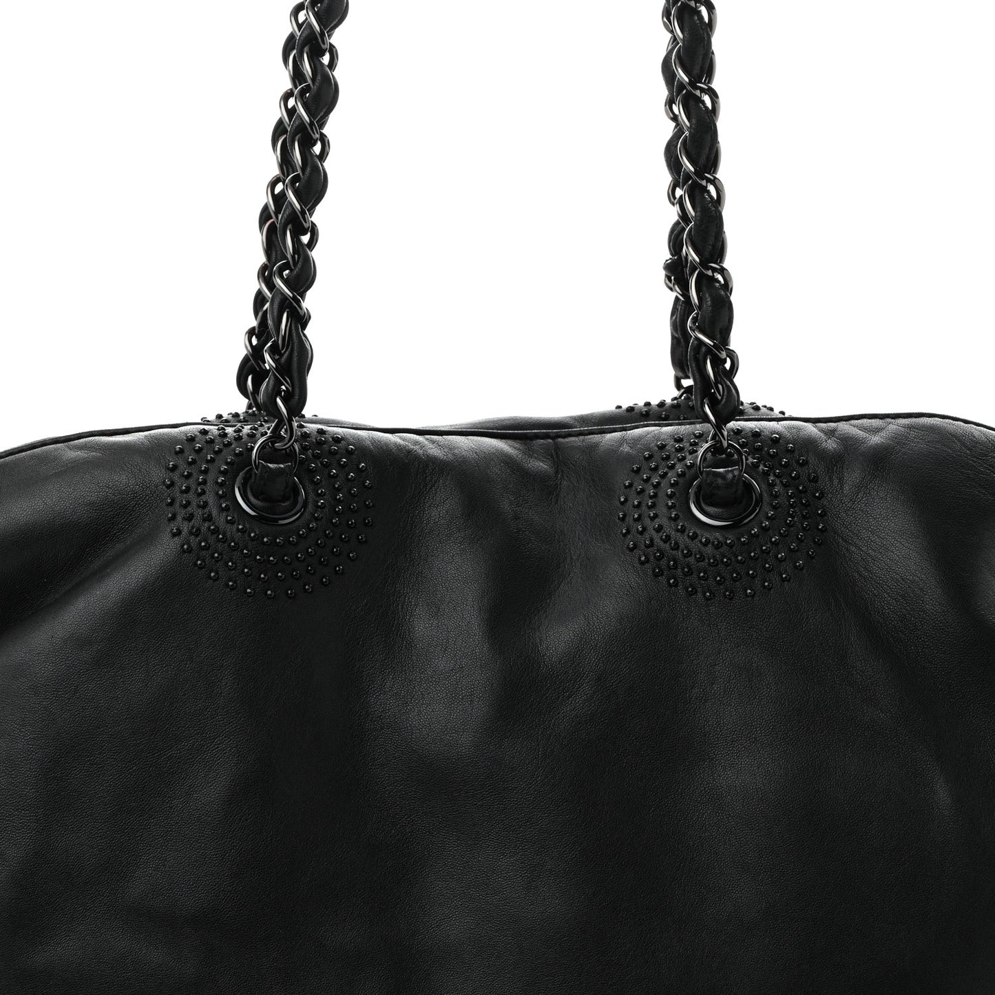 Lambskin CC Studded Bonbons Tote Black