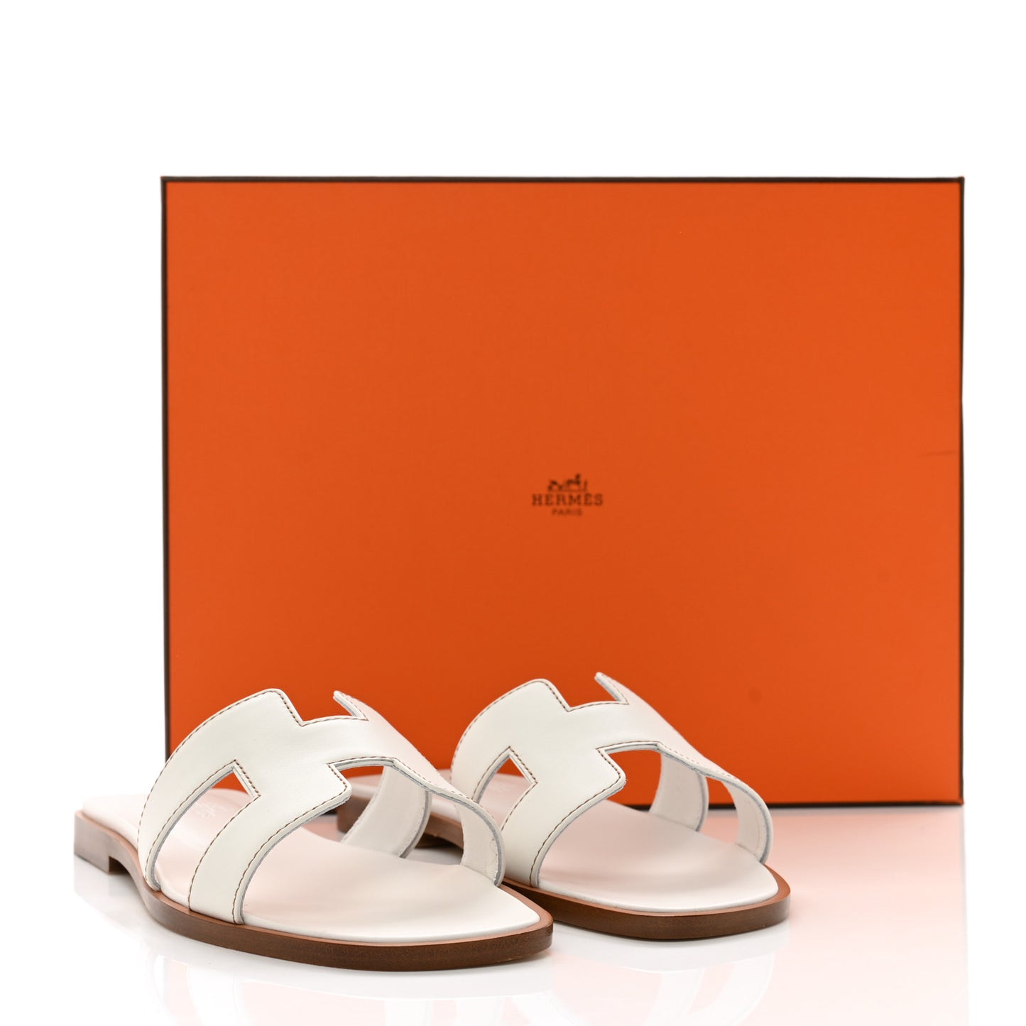Box Calfskin Oran Sandals 35 White