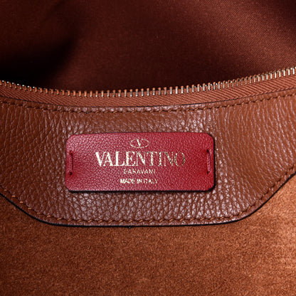 Valentino Garavani Grained Calfskin Rockstud Shoulder Tote Bright Cognac 6 of 8