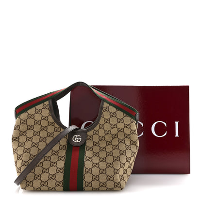 Gucci Monogram Web Small Giglio Tote Beige Dark Brown 11 of 11