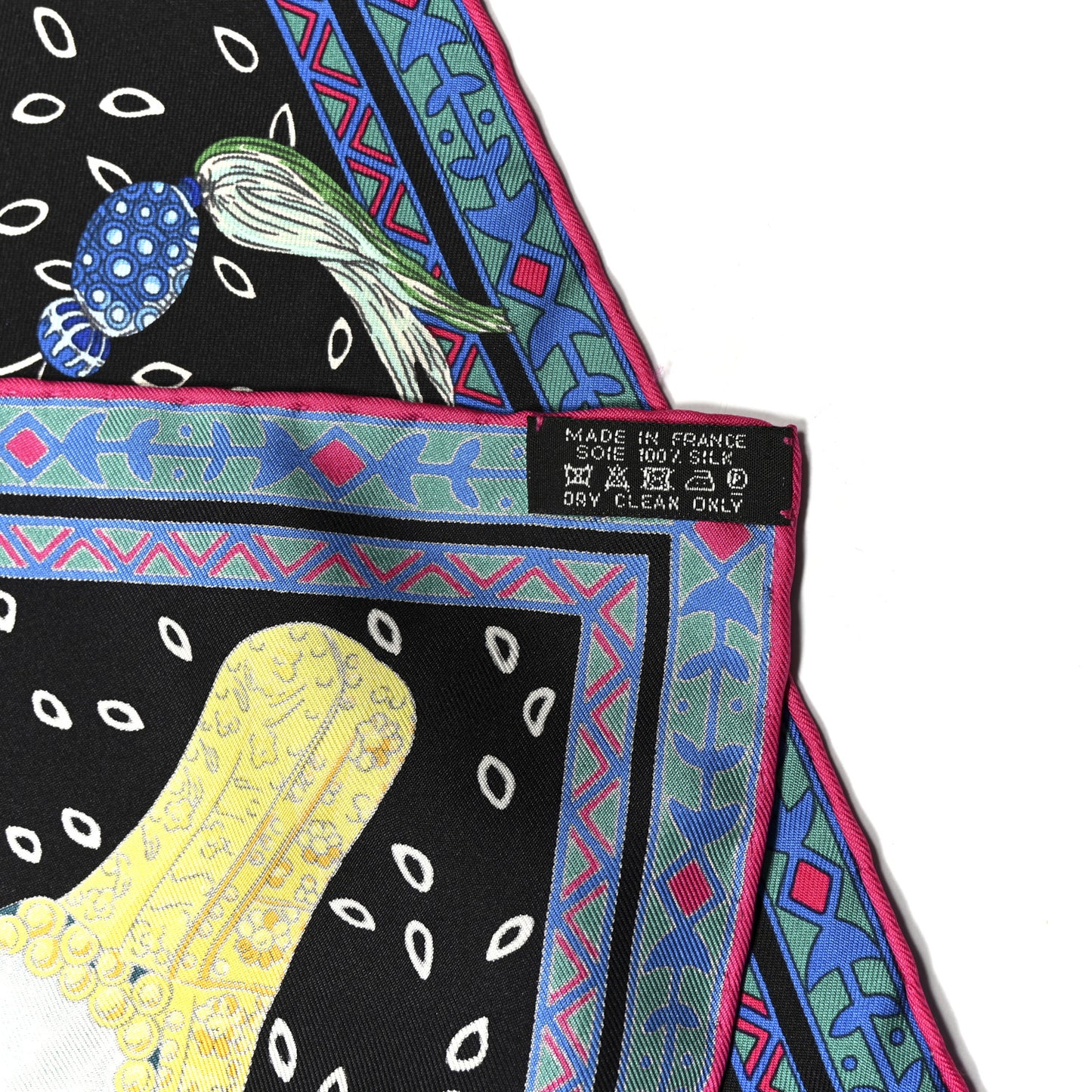 Silk Cavaliers du Caucase Scarf 90 Black Bleu Vert