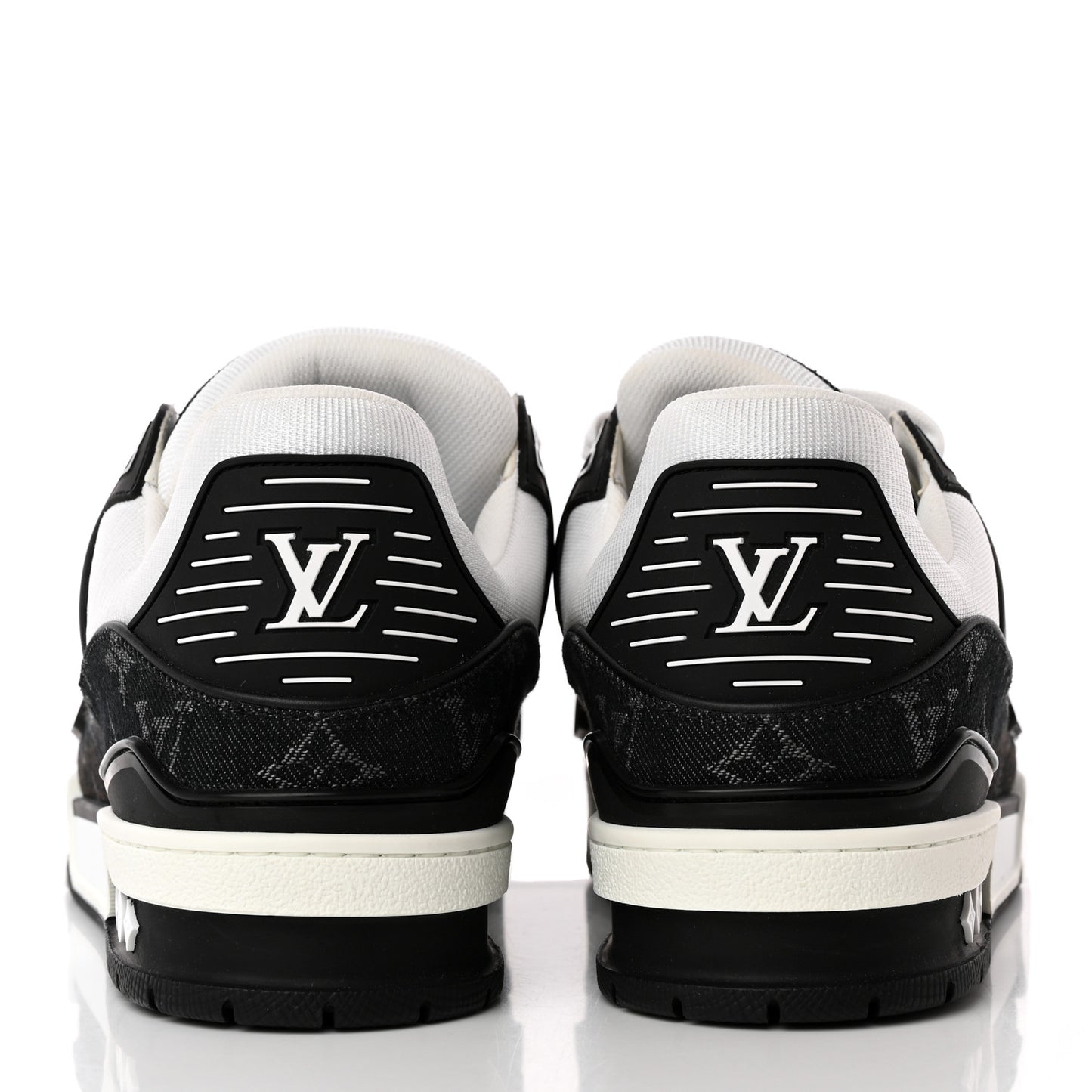 Calfskin Monogram Denim Mens LV Trainer Sneakers 6.5 Black