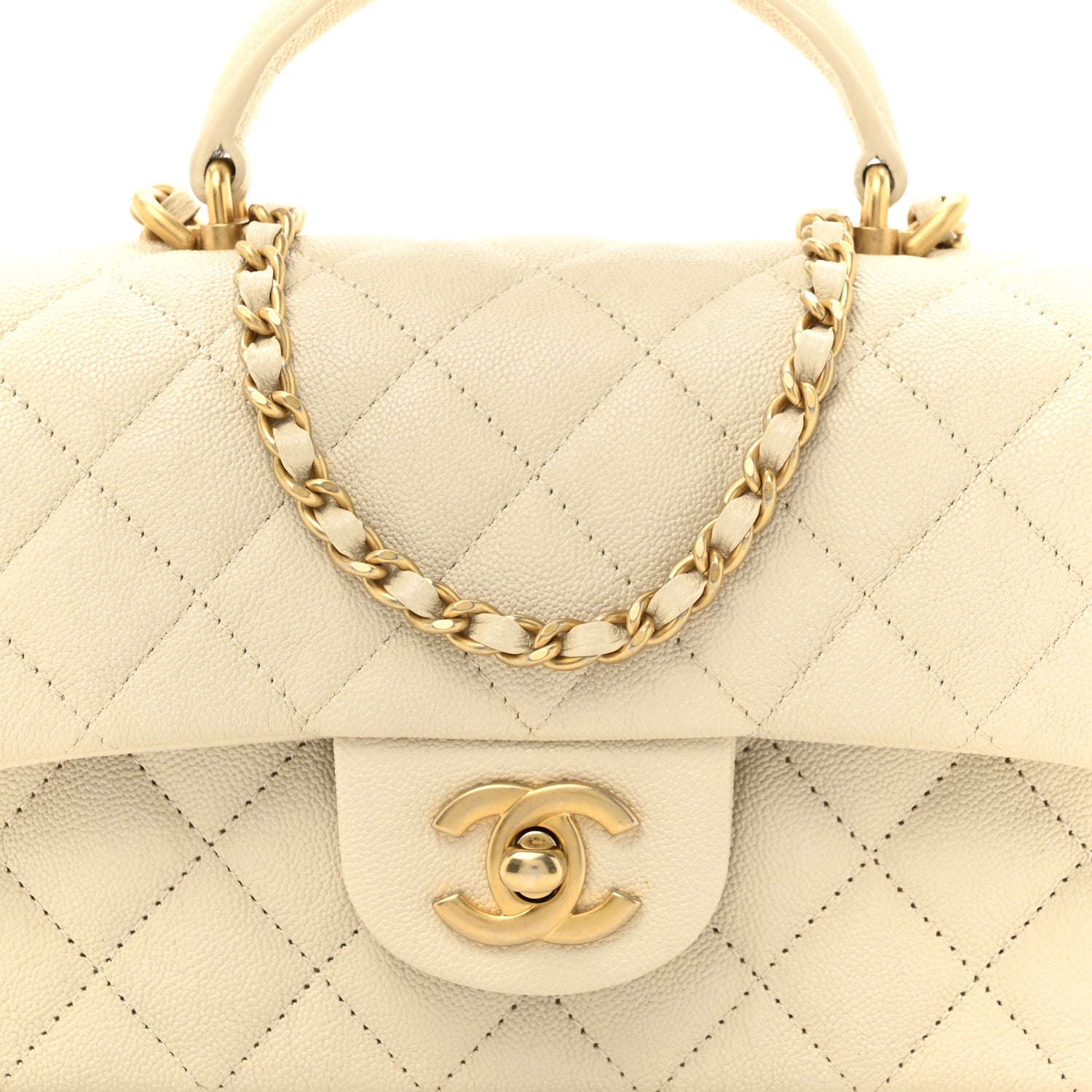 Chanel Caviar Quilted Mini Top Handle Rectangular Flap Beige 8 of 10
