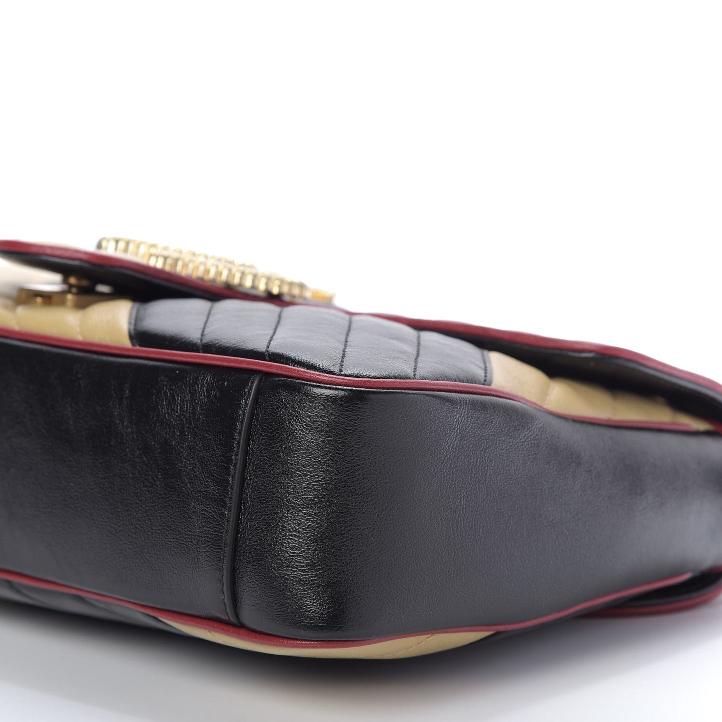 Azalea Calfskin Matelasse Diagonal Patchwork Medium Torchon GG Marmont Shoulder Bag Black Beige Romantic Cerise