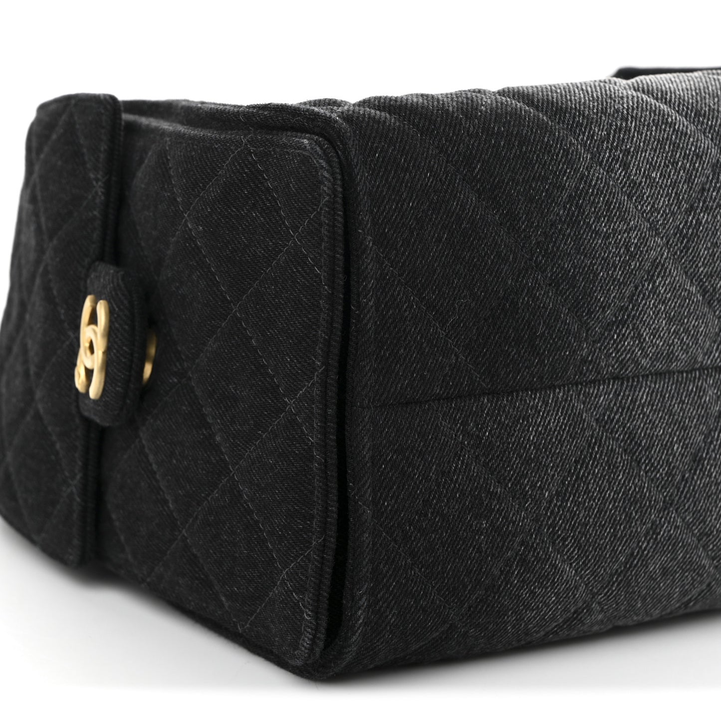 Washed Denim Quilted Small Chanel 25 Handbag Black