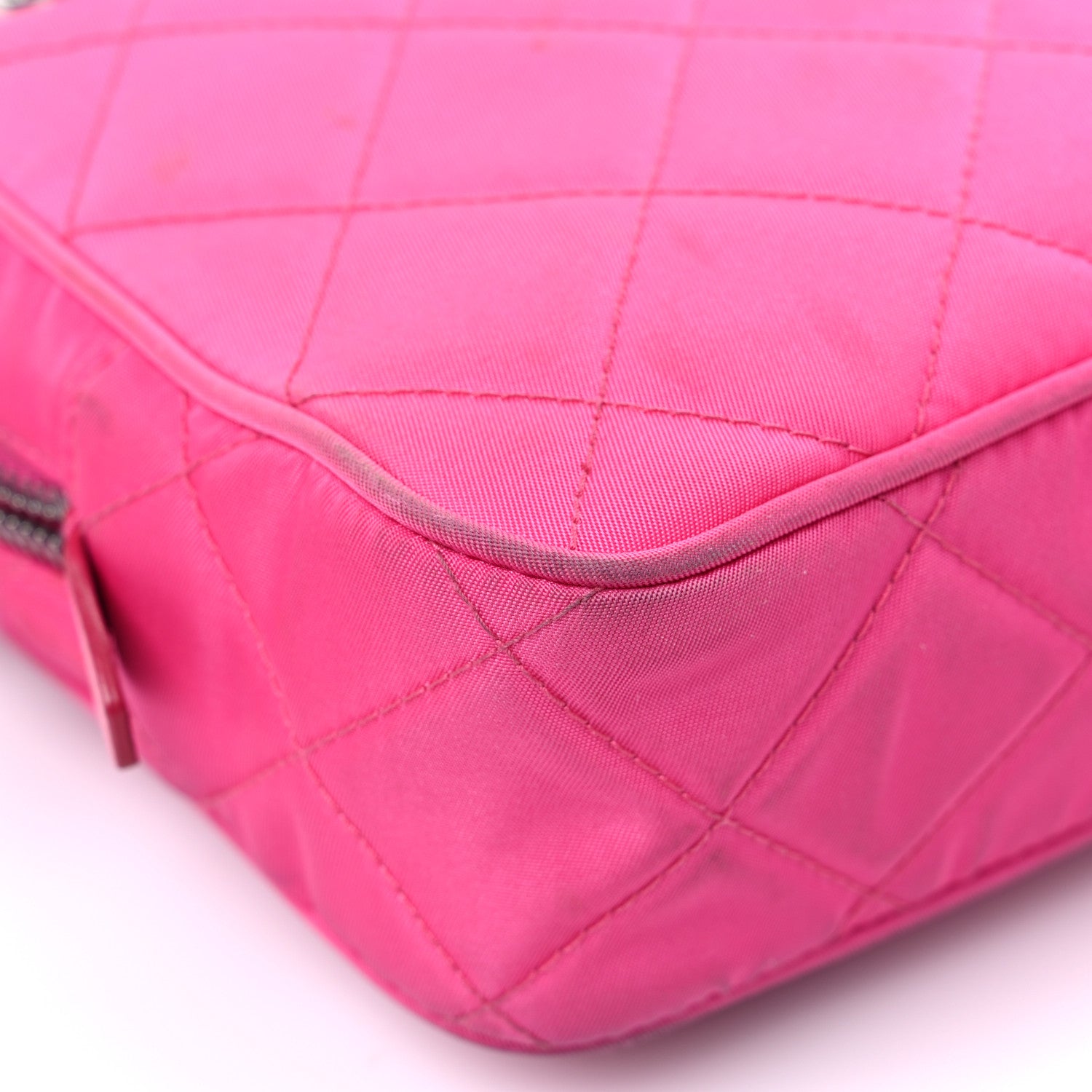 Prada Nylon Tessuto Impuntu Quilted Chain Crossbody Fuxia 8 of 19