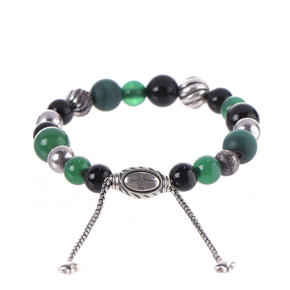 David Yurman Sterling Silver Black Green Onyx Hematine 8mm Elements Bead Bracelet 3 of 5