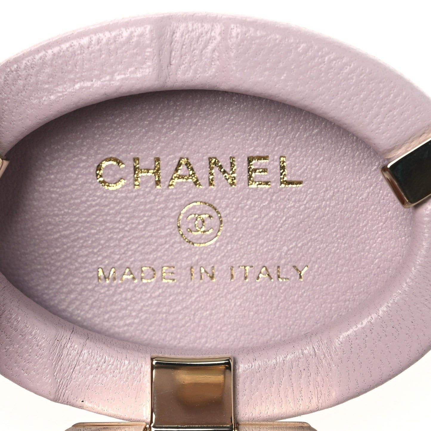 Lambskin Quilted Oval Mini Bag Charm Light Purple