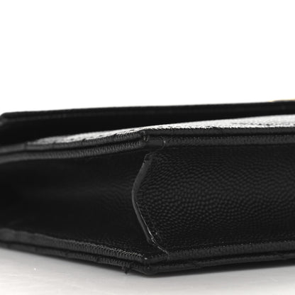 Saint Laurent Grain De Poudre Matelasse Chevron Monogram Envelope Chain Wallet Black 8 of 10