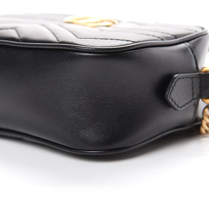 Gucci Calfskin Matelasse Mini GG Marmont Chain Shoulder Bag Black 9 of 9