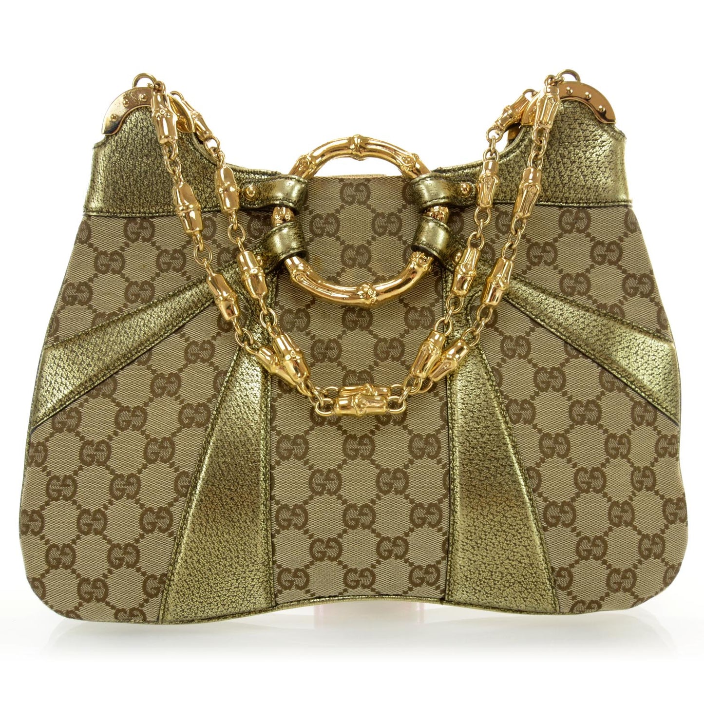 Monogram Bamboo Chain Shoulder Bag Gold