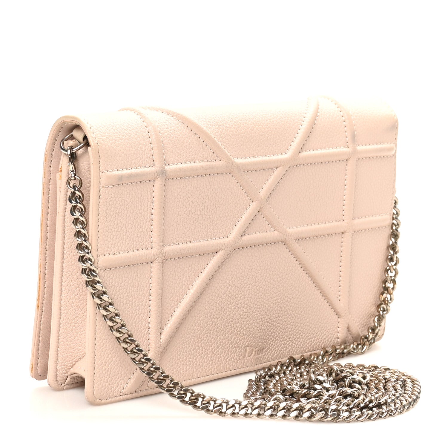 Christian Dior Grained Calfskin Diorama Wallet on Chain Pouch Rose Poudre 2 of 9