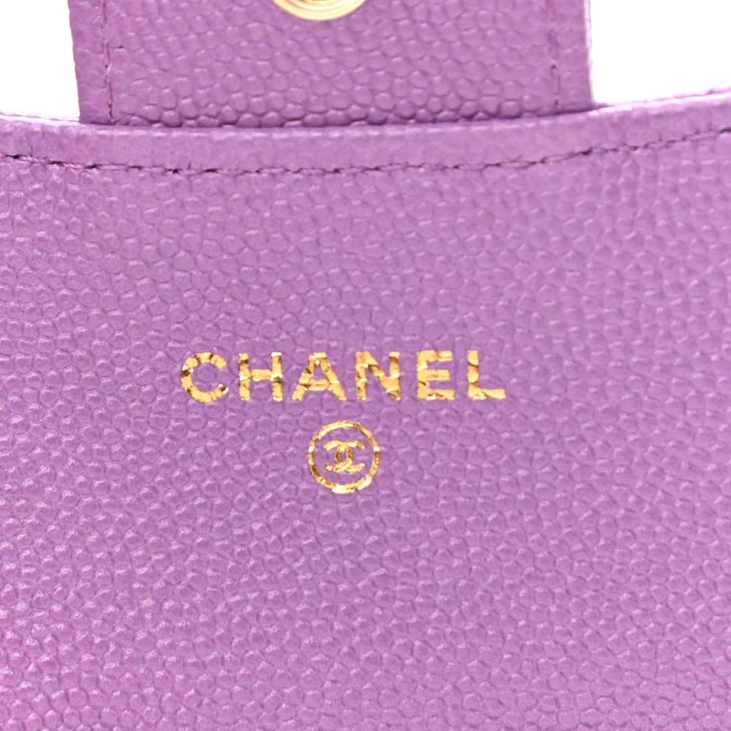 Caviar Quilted Flap Card Holder Wallet Purple