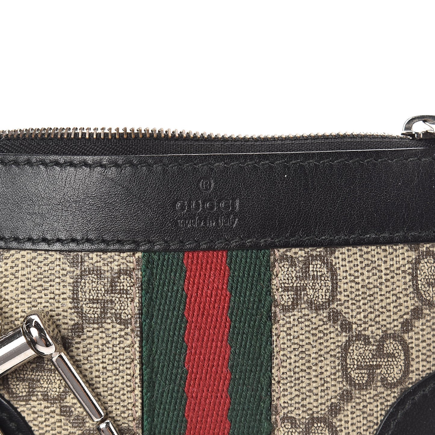 GG Supreme Monogram Web Key Case Black