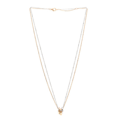 Cartier 18K White Pink Gold Diamond Three Ring LOVE Pendant Necklace 3 of 5