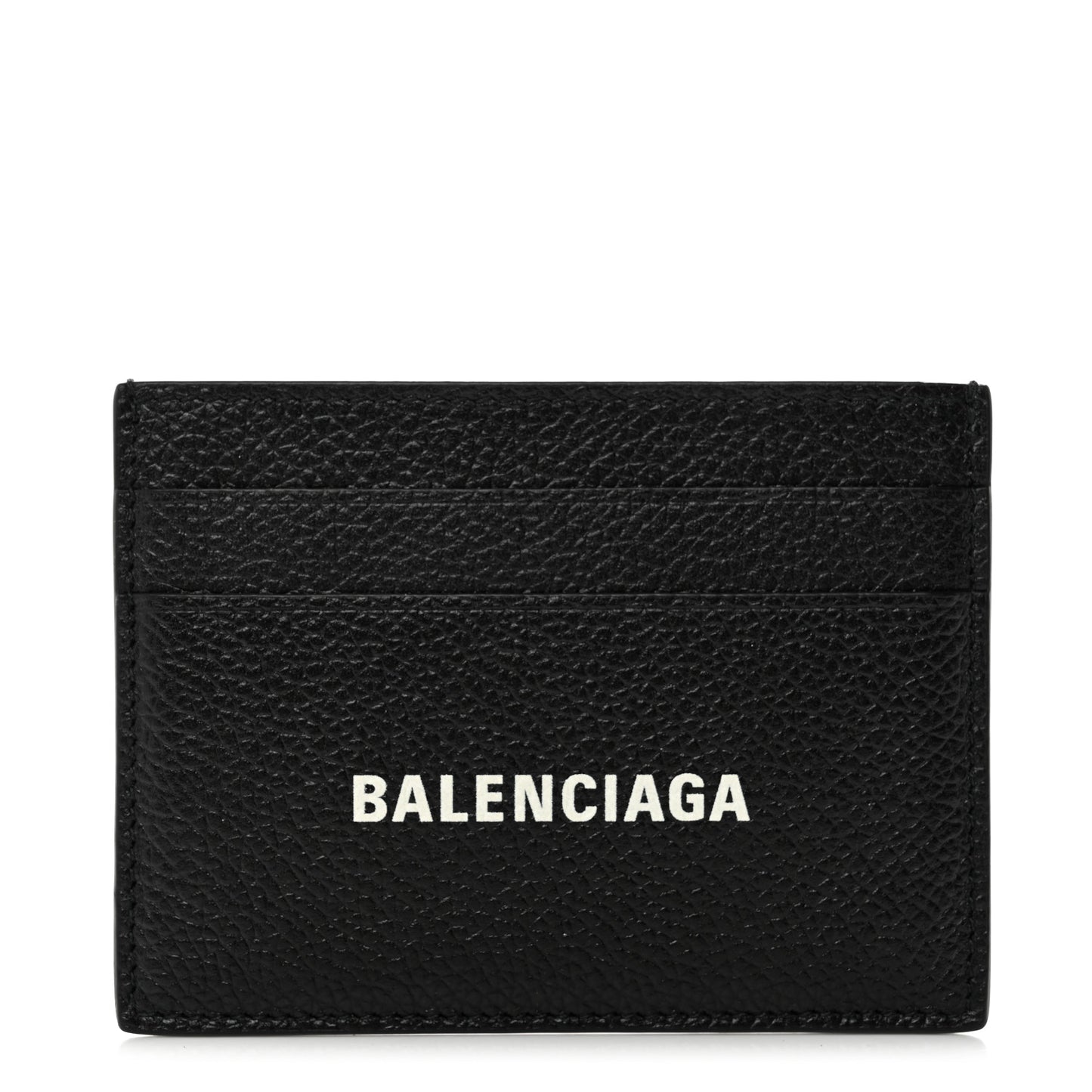 Grained Calfskin Logo Cash Card Holder Black White
