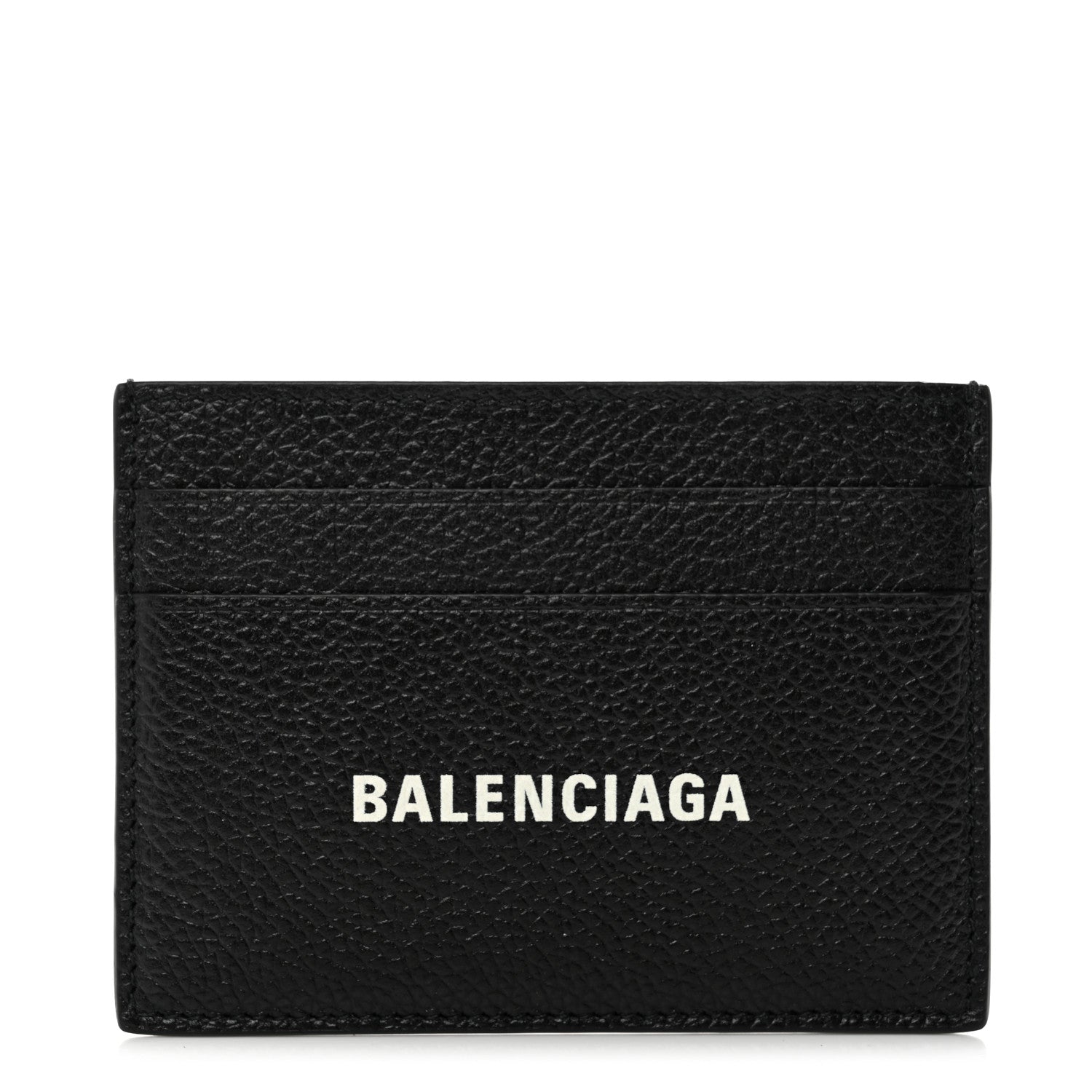 Balenciaga Grained Calfskin Logo Cash Card Holder Black White 1 of 8