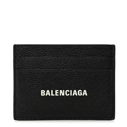 Balenciaga Grained Calfskin Logo Cash Card Holder Black White 1 of 8