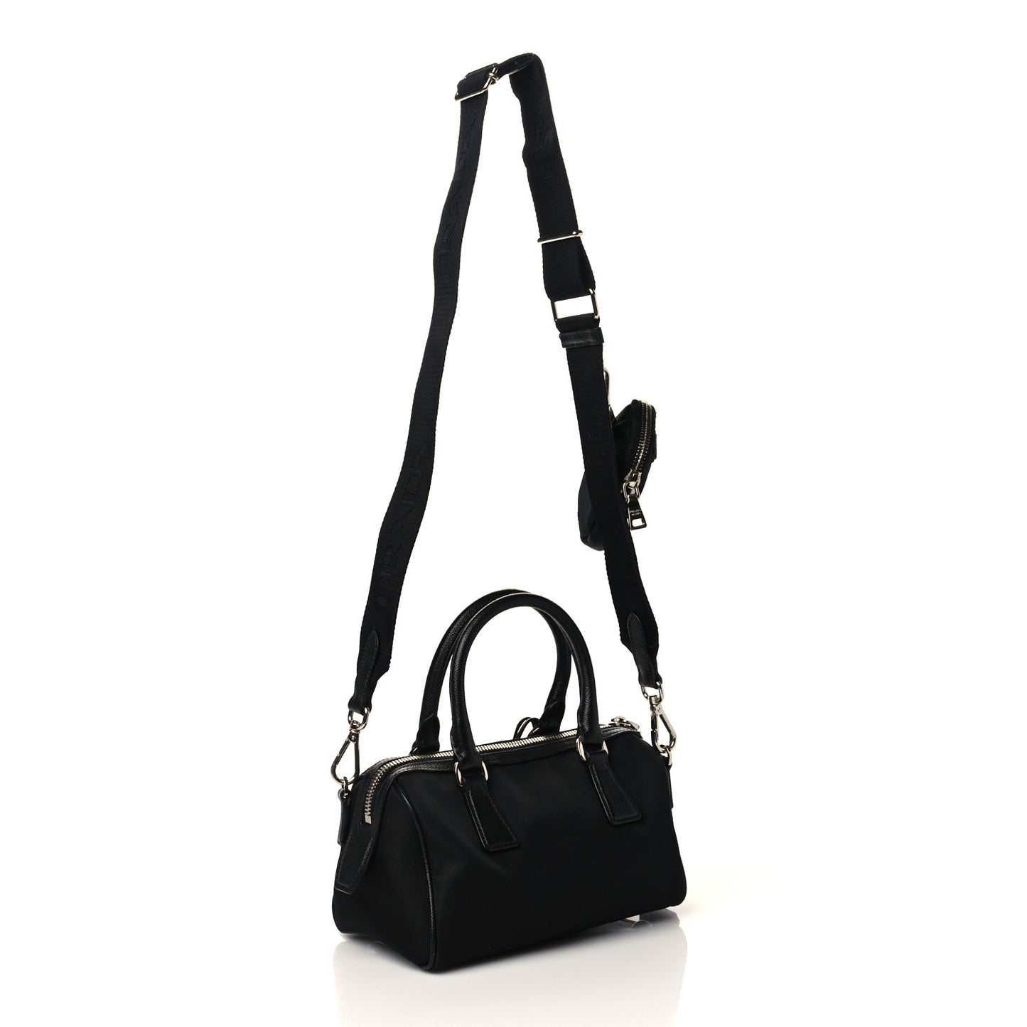Nylon Saffiano Re-Edition 2005 Top Handle Crossbody Bag Black