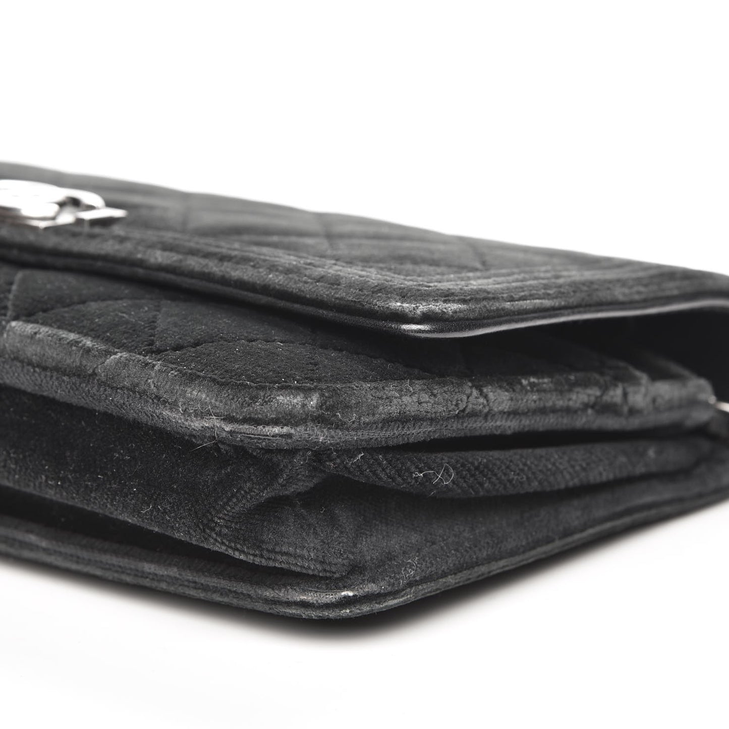 Velvet Quilted Boy Wallet On Chain WOC Black