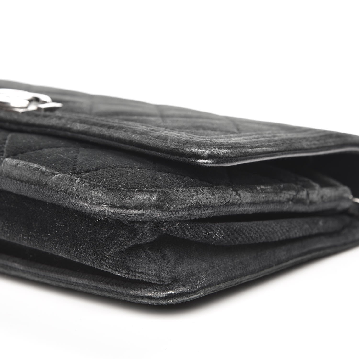 Chanel Velvet Quilted Boy Wallet On Chain WOC Black 14 of 16