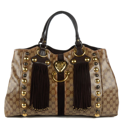 Gucci Crystal Monogram Large Babouska Tote Dark Brown 1 of 10