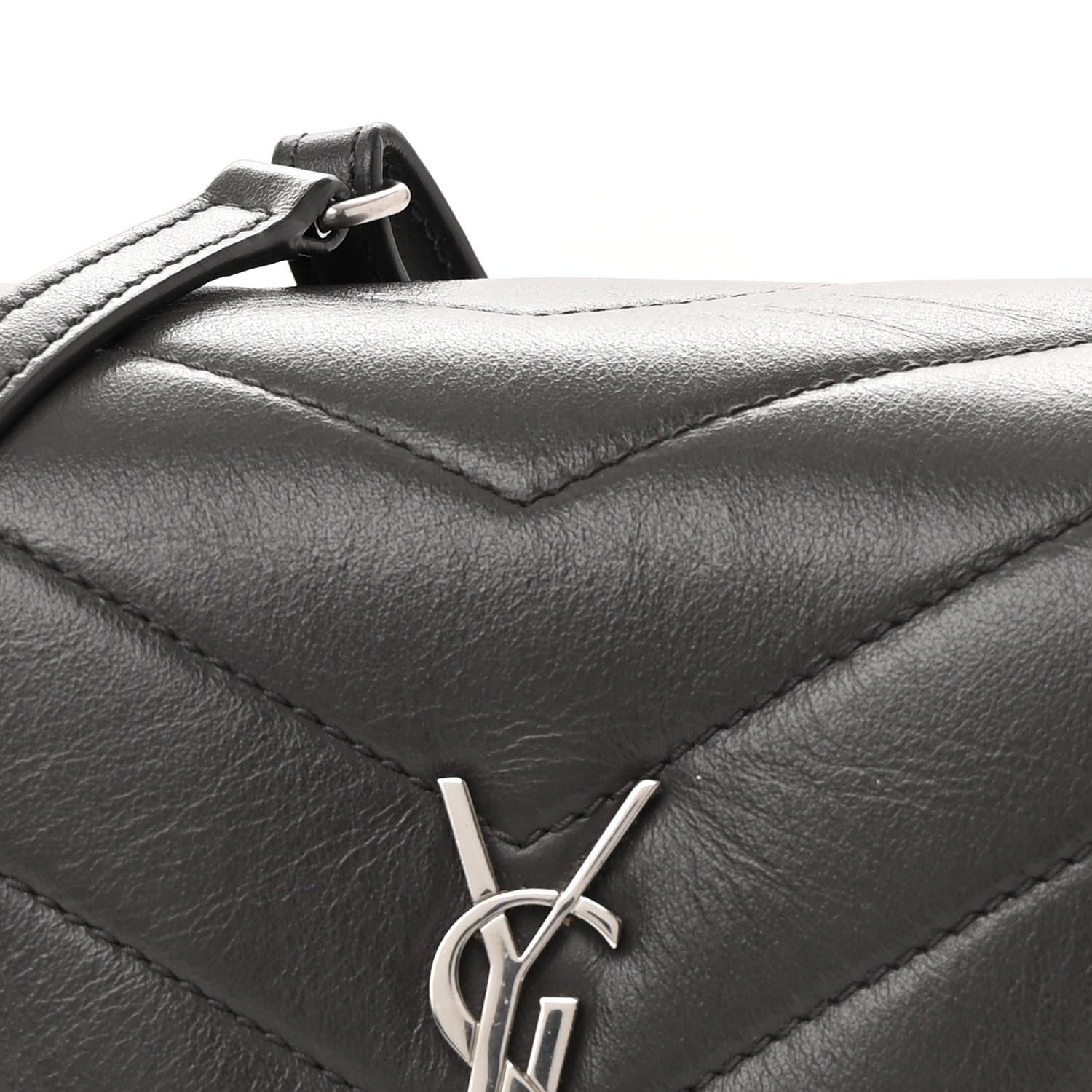 Saint Laurent Calfskin Y Quilted Monogram Toy Loulou Crossbody Bag Earth 9 of 11