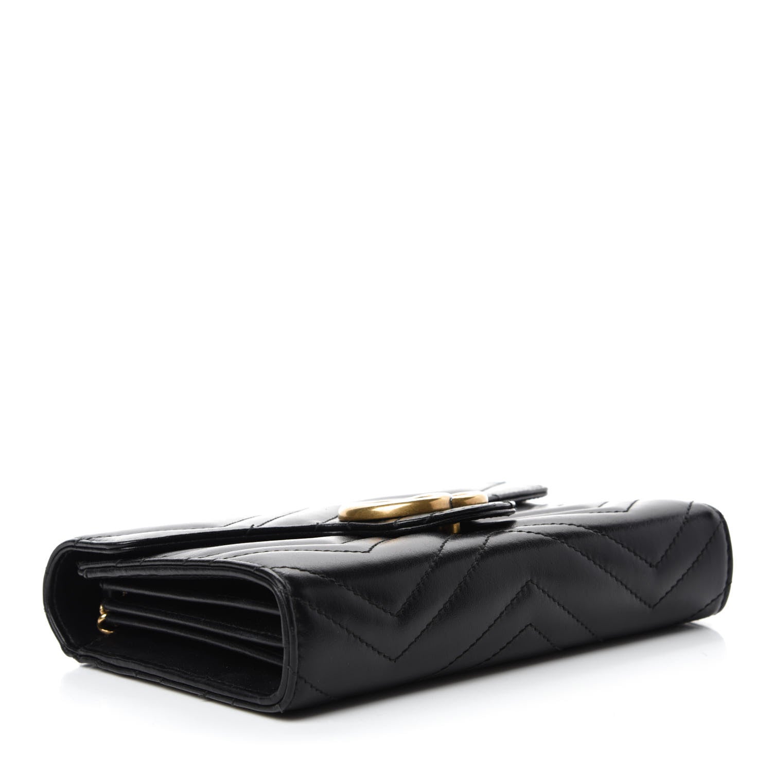 Gucci Calfskin Matelasse GG Marmont Chain Wallet Black 4 of 12