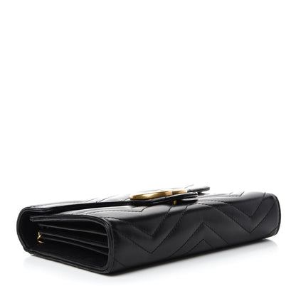 Gucci Calfskin Matelasse GG Marmont Chain Wallet Black 4 of 12