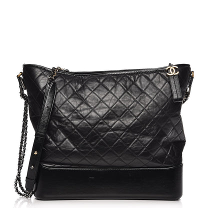 Chanel Aged Calfskin Quilted Large Gabrielle Hobo Black 1 of 13