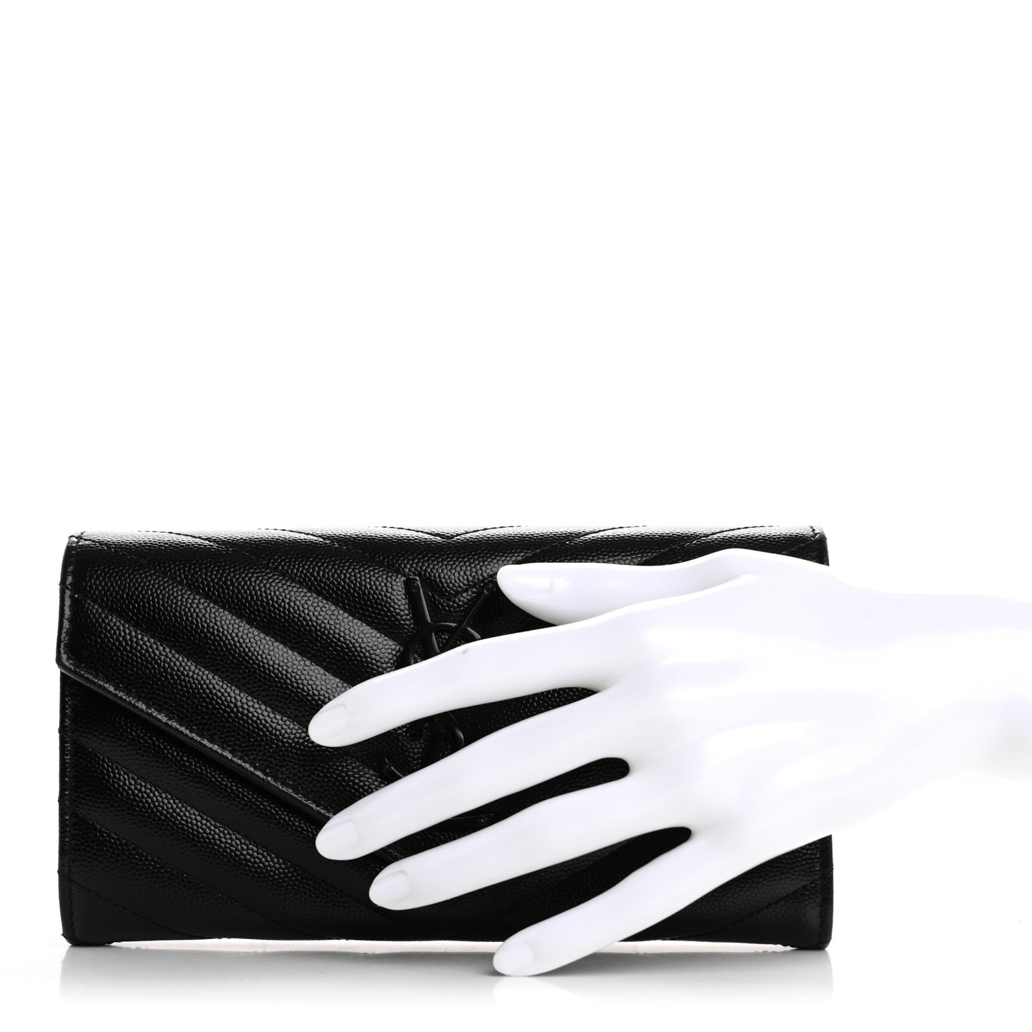 Grain De Poudre Matelasse Chevron Monogram Flap Wallet Black