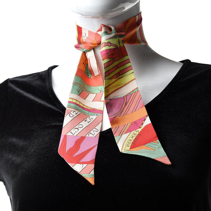 Hermes Silk Astrologie Twilly Rose Corail Vert Fluo 2 of 6